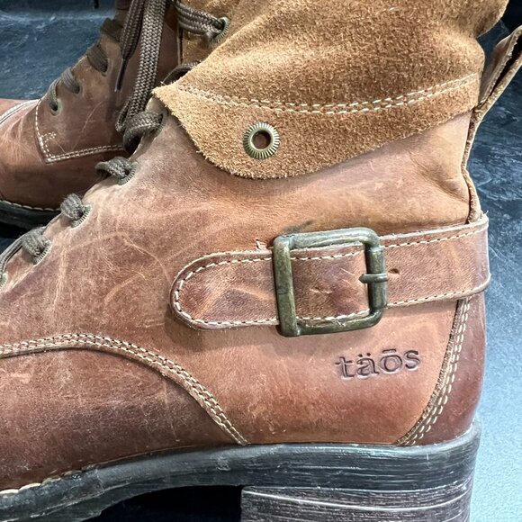 Taos Boots Crave | eBay Taos Brown Leather Suede Crave Combat Ankle Boots Lace up Zip Size 40/9-9.5